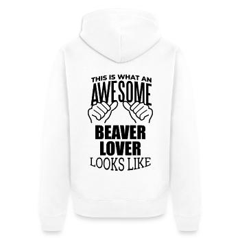 Bieber - Unisex Premium Bio Zip Hoodie - Weiß - Hinten - Thijin (182cm)