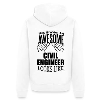 Civil Engineer - Unisex Premium Organic Zip Hoodie - white - Back - Thijin (182cm)