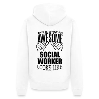 travailleur social - Veste à capuche bio Premium Unisexe - blanc - Dos - Thijin (182cm)