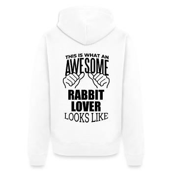 Rabbit - Unisex Premium Organic Zip Hoodie - white - Back - Thijin (182cm)