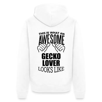 Gecko - Unisex Premium Bio Zip Hoodie - Weiß - Hinten - Thijin (182cm)
