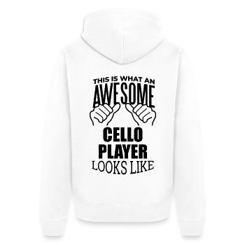 Cello Cello Cello - Unisex Premium Bio Zip Hoodie - Weiß - Hinten - Thijin (182cm)