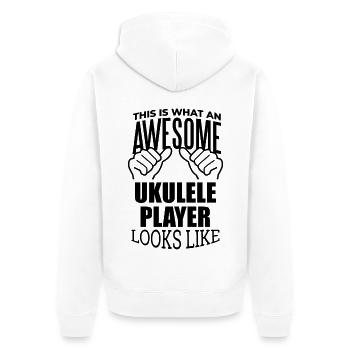 Ukulele - Unisex Premium Organic Zip Hoodie - white - Back - Thijin (182cm)