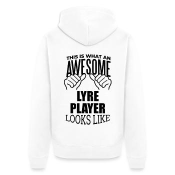 Lyre Lyre Lyre - Unisex Premium Bio Zip Hoodie - Weiß - Hinten - Thijin (182cm)