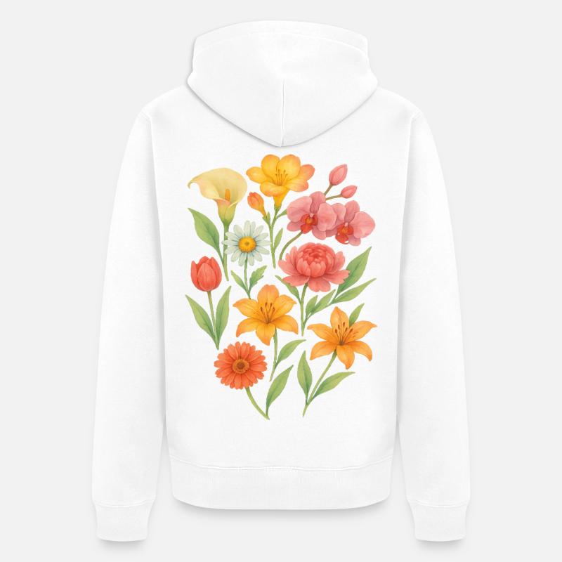 Composition florale pastel élégante - Veste à capuche bio Premium Unisexe - blanc