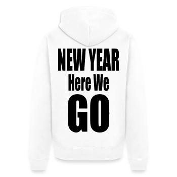 New Year Here We Go Bold Typography Design - Unisex Premium Bio Zip Hoodie - Weiß - Hinten - Thijin (182cm)