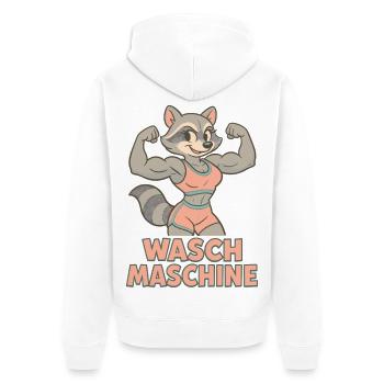 Machine à laver raton laveur femme drôle Gym cadeau - Veste à capuche bio Premium Unisexe - blanc - Dos - Thijin (182cm)
