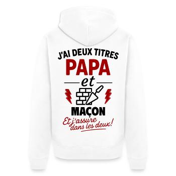 Papa Mason Vatertagsgeschenk Weihnachten - Unisex Premium Bio Zip Hoodie - Weiß - Hinten - Thijin (182cm)