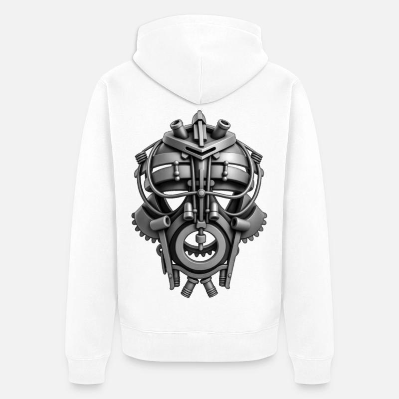 ROBOT MASK #1 - black & white - Veste à capuche bio Premium Unisexe - blanc