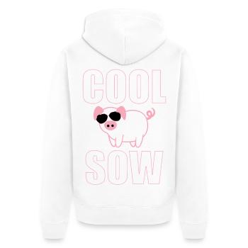 Cool Sow Pig with Sunglasses | Funny Farm Style - Unisex Premium Bio Zip Hoodie - Weiß - Hinten - Thijin (182cm)