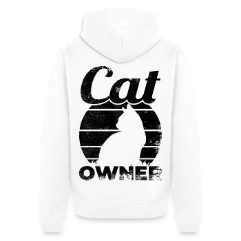 Cat owner - Unisex Premium Organic Zip Hoodie - white - Back - Thijin (182cm)