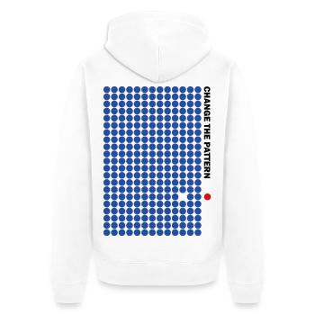 ÄNDERE DAS MUSTER - Unisex Premium Bio Zip Hoodie - Weiß - Hinten - Thijin (182cm)