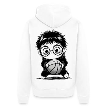 Enfant Basket Hoodie Sport Noir et Blanc - Veste à capuche bio Premium Unisexe - blanc - Dos - Thijin (182cm)