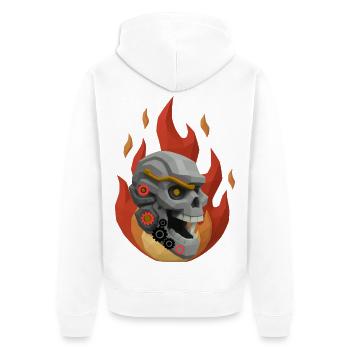 T-shirt Metal Skull avec engrenages. - Veste à capuche bio Premium Unisexe - blanc - Dos - Thijin (182cm)