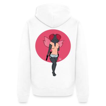 Pink-Winged Warrior Fly - Unisex Premium Organic Zip Hoodie - white - Back - Thijin (182cm)