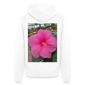 Hibiscus Rose Éclat Tropical Textile - Veste à capuche bio Premium Unisexe - blanc - Dos - Thijin (182cm)