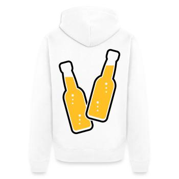 2 Flaschen Stoßen An (Bier / Limonade / POS 2C) - Unisex Premium Bio Zip Hoodie - Weiß - Hinten - Thijin (182cm)