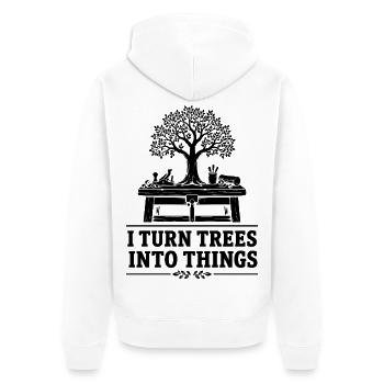 Humor Holz Tischler Tischler | Handwerkergeschenk - Unisex Premium Bio Zip Hoodie - Weiß - Hinten - Thijin (182cm)