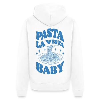 Pasta La Vista Baby - Unisex Premium Bio Zip Hoodie - Weiß - Hinten - Thijin (182cm)