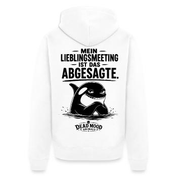 Lustiges Orca Meeting | Büro Humor & Homeoffice - Unisex Premium Bio Zip Hoodie - Weiß - Hinten - Thijin (182cm)