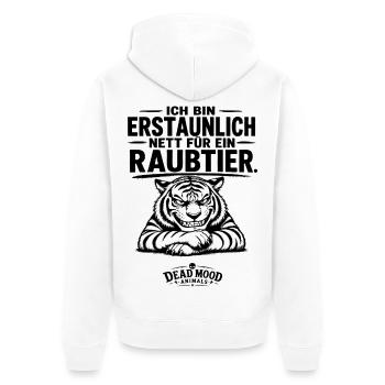Lustiges Tiger Shirt | Schwarzer Humor & Sarkasmus - Unisex Premium Bio Zip Hoodie - Weiß - Hinten - Thijin (182cm)