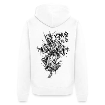 Squelette Shinigami Samouraï Masque Oni Manga Jap - Veste à capuche bio Premium Unisexe - blanc - Dos - Thijin (182cm)