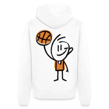 Basketball Basketballer - Unisex Premium Bio Zip Hoodie - Weiß - Hinten - Thijin (182cm)
