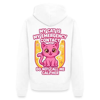 My Cat Is My Emergency Contact - Unisex Premium Bio Zip Hoodie - Weiß - Hinten - Thijin (182cm)