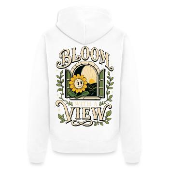 Bloom With a View Sunflower - Unisex Premium Organic Zip Hoodie - white - Back - Thijin (182cm)