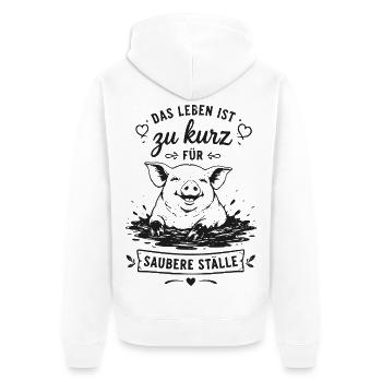 Zu kurz fürs saubere Ställe - Unisex Premium Bio Zip Hoodie - Weiß - Hinten - Thijin (182cm)