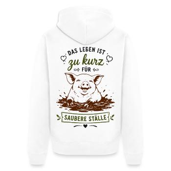 Zu kurz für Saubere Ställe - Unisex Premium Bio Zip Hoodie - Weiß - Hinten - Thijin (182cm)