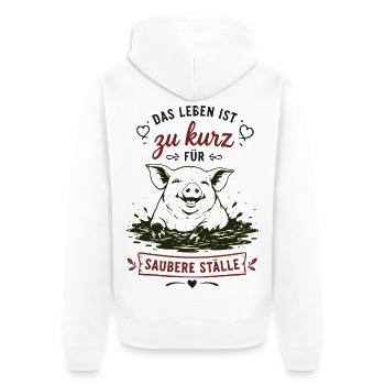 Zu kurz für saubere Ställe – Schwein im Schlamm - Unisex Premium Bio Zip Hoodie - Weiß - Hinten - Thijin (182cm)
