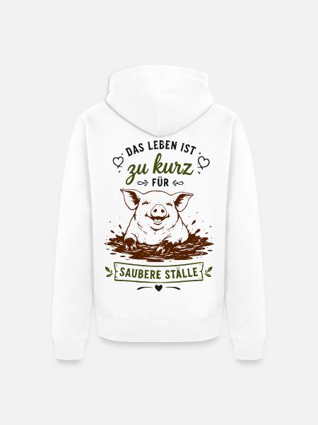 Zu kurz fürs Saubere Ställe - Unisex Premium Bio Zip Hoodie - Weiß