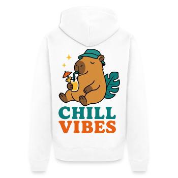 Chill Vibes – Capybara mit Cocktail - Unisex Premium Bio Zip Hoodie - Weiß - Hinten - Thijin (182cm)