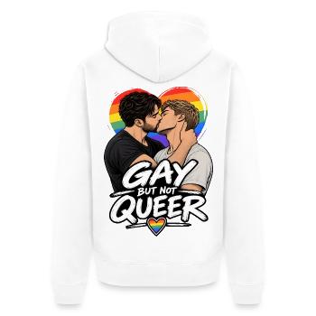 Schwul, aber nicht queer - Unisex Premium Bio Zip Hoodie - Weiß - Hinten - Thijin (182cm)
