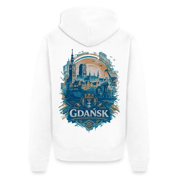 Gdańsk Skyline – Stolz & Heimat Danzig Design - Unisex Premium Bio Zip Hoodie - Weiß - Hinten - Thijin (182cm)