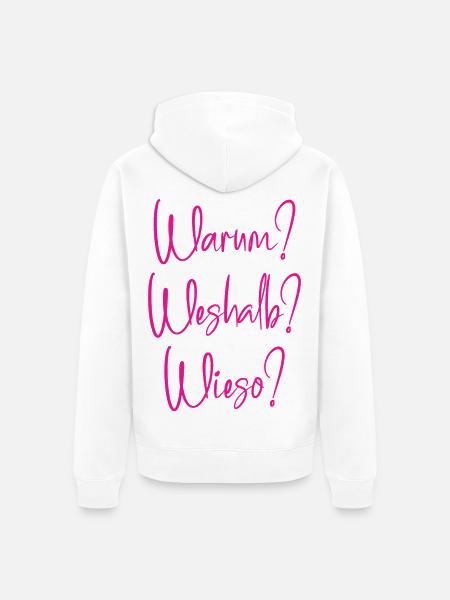Warum? Weshalb? Wieso? - Unisex Premium Bio Zip Hoodie - Weiß