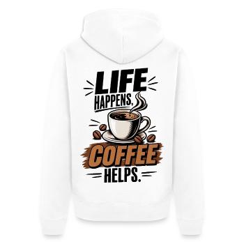Life Coffee Kaffeefan Design - Unisex Premium Bio Zip Hoodie - Weiß - Hinten - Thijin (182cm)
