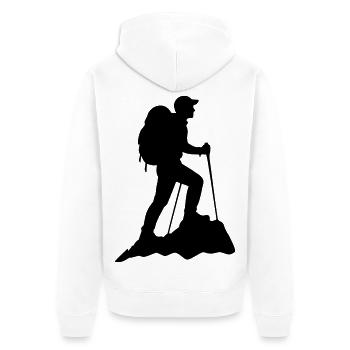 Wandern Hicking - Unisex Premium Bio Zip Hoodie - Weiß - Hinten - Thijin (182cm)