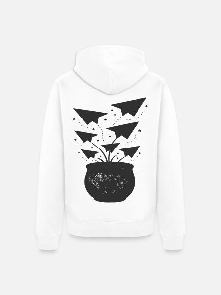 Papierflieger aus Topf - Unisex Premium Bio Zip Hoodie - Weiß
