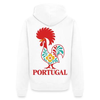 Portugiesischer Barcelos-Hahn Portugiesische Volkskunst - Unisex Premium Bio Zip Hoodie - Weiß - Hinten - Thijin (182cm)