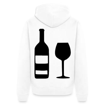 Weinflasche und Weinglas Wein Geschenk Genießer - Unisex Premium Bio Zip Hoodie - Weiß - Hinten - Thijin (182cm)