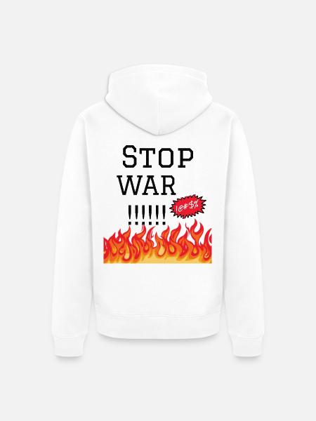 Stop War Flames Protest-Design - Unisex Premium Bio Zip Hoodie - Weiß