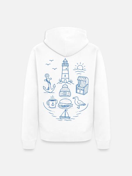 Maritimes Küstenmotiv - Unisex Premium Bio Zip Hoodie - Weiß