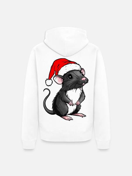 Weihnachtsmann Ratte - Unisex Premium Bio Zip Hoodie - Weiß