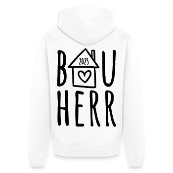 Bauherr 2025 - Unisex Premium Bio Zip Hoodie - Weiß - Hinten - Thijin (182cm)