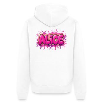 Graffiti ALICE First name, ideal printable gift - Unisex Premium Organic Zip Hoodie - white - Back - Thijin (182cm)