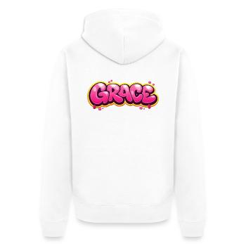 GRACE GRAFFITI NAME FOR PERFECT GIFT PRINTABLE on - Unisex Premium Organic Zip Hoodie - white - Back - Thijin (182cm)
