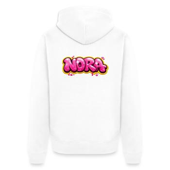 NORA GRAFFITI NAME FOR PERFECT GIFT PRINTABLE - Unisex Premium Organic Zip Hoodie - white - Back - Thijin (182cm)