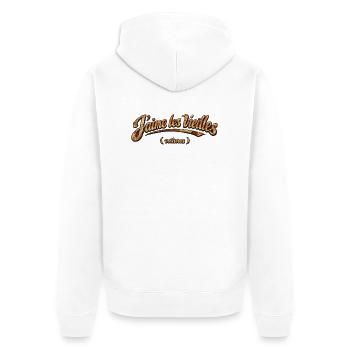 Ich mag alte, rostige Autos - Unisex Premium Bio Zip Hoodie - Weiß - Hinten - Thijin (182cm)
